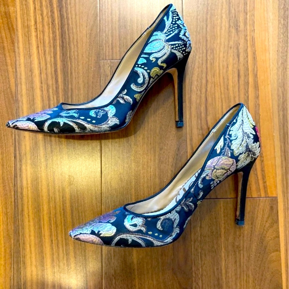 Sam Edelman floral embroidered heels
